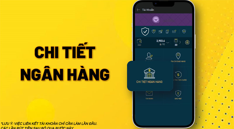 Truy cập vào trang rút tiền và cập nhật tài khoản ngân hàng